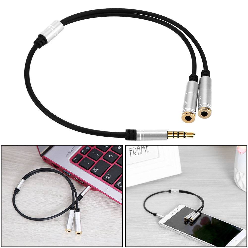 Y Shape 3.5mm Male to 2 Female Cable Connector Adapter Splitter with Separate Microphone Audio Headphone Jack for Phone Computer PC Tablet