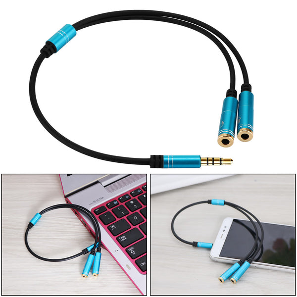 Y Shape 3.5mm Male to 2 Female Cable Connector Adapter Splitter with Separate Microphone Audio Headphone Jack for Phone Computer PC Tablet