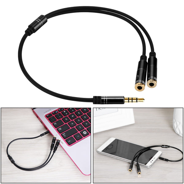Y Shape 3.5mm Male to 2 Female Cable Connector Adapter Splitter with Separate Microphone Audio Headphone Jack for Phone Computer PC Tablet