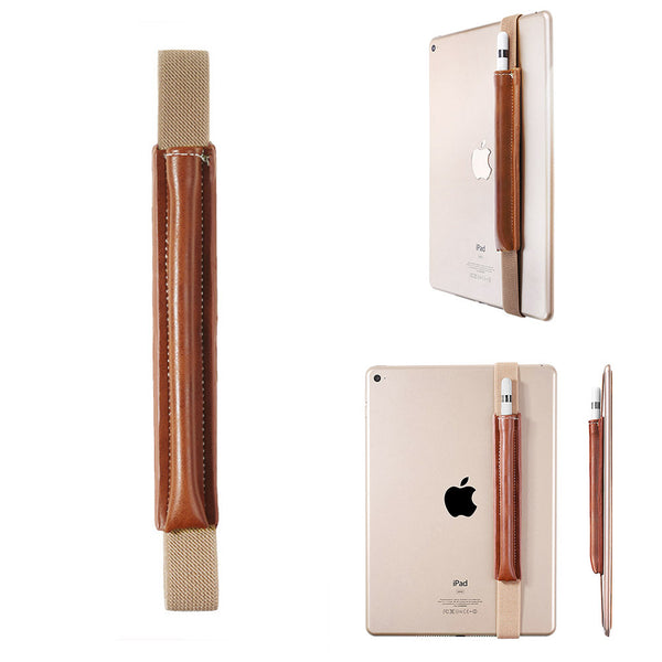 Slim PU Leather Pencil Stylus Pen Holder Sleeve Protective Case with Elastic Band for iPad Pro