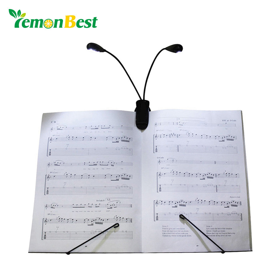LemonBest Dual Head Clip Book Light Booklight 4 Led Ebook Mini Flexible Bright Clip Reader 2 Mode Reading Lamp Battery Desk