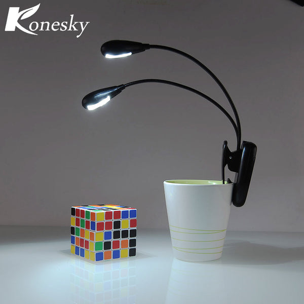 Led Ebook Dual Head Clip  Book Light Booklight 4 Led Ebook Mini Flexible Bright Clip Reader 2 Mode Reading Lamp Battery Desk