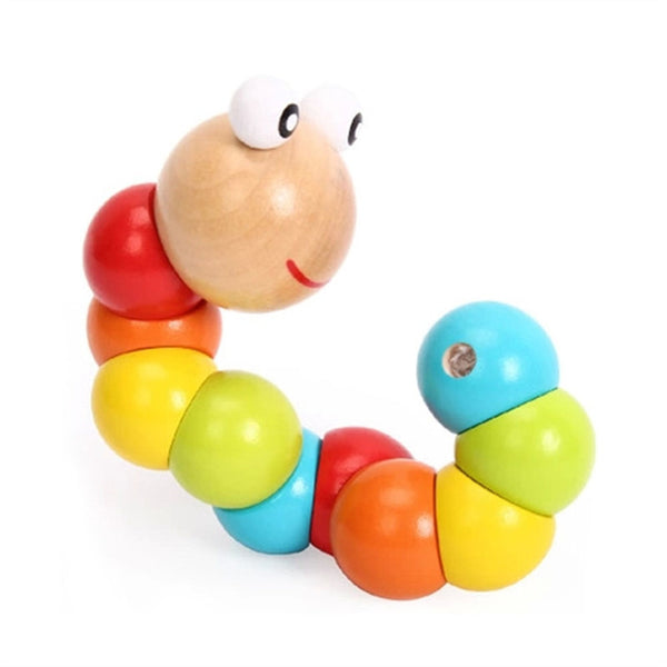 Cute Small Wooden Caterpillar Toy Colorful Twist Caterpillars Baby Kids Toy Mini Funny Child Worm Puzzle Toys