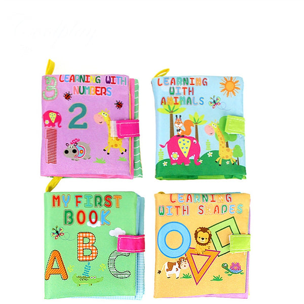 4PCS Baby First Non-Toxic Soft Cloth Leaning Book Intelligence Development Cloth Book Toys
