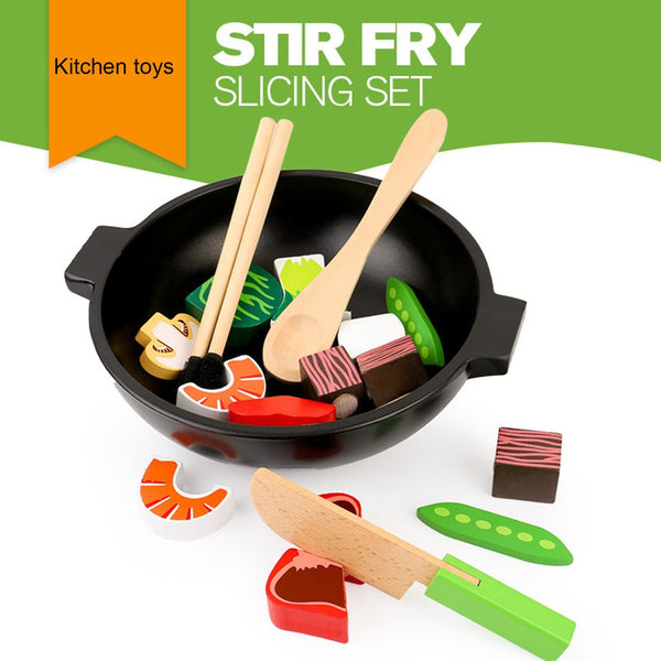Lovely Cute Wooden Design Baby Kids Kitchen Toys Early Education Kids Cutting Vegetables Cooking Toys For Preschool Children