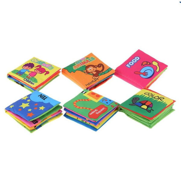 6Pcs infant NonToxic Fabric BookWashable Book Early Education Intelligent Toy