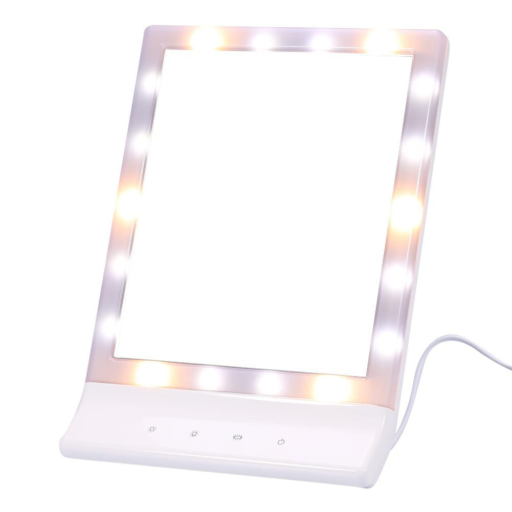 18 LED Light Makeup Cosmetic Lighted Touch Screen Makeup Cosmetic Lighted Vanity 90°Rotating Tabletop Touch Screen Mirror Light Up Mirror Cosmetic Gifts