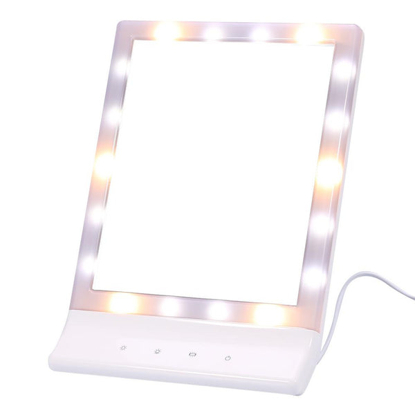 18 LED Light Makeup Cosmetic Lighted Touch Screen Makeup Cosmetic Lighted Vanity 90°Rotating Tabletop Touch Screen Mirror Light Up Mirror Cosmetic Gifts